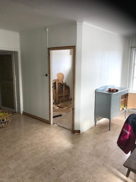 Photo of small "bathroom" within kitchen