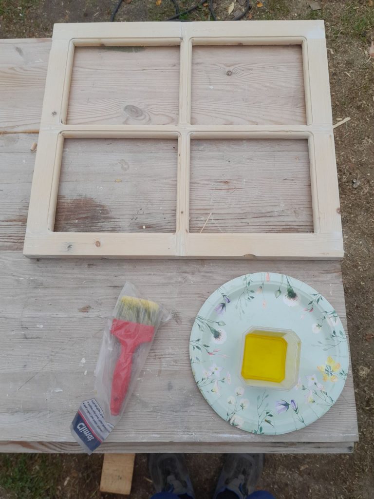 Handmade window coated with linseed oil